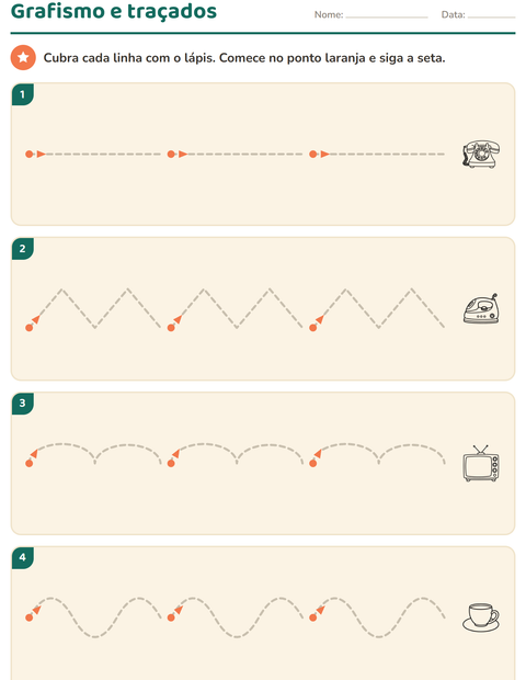 Pré-visualização da ficha de Grafismo e traçados com Doméstico PB para Educação infantil (pré-escola, 5-7 anos)