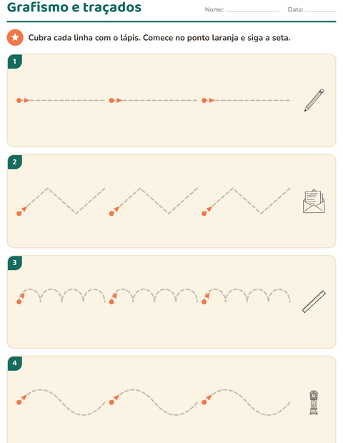 Pré-visualização da ficha de Grafismo e traçados com Educação PB para Educação infantil (pré-escola, 5-7 anos)