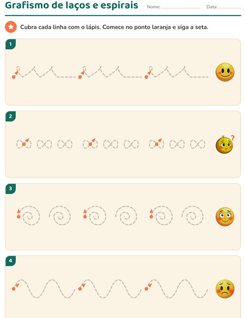 Pré-visualização da ficha de Grafismo e traçados com Emoções para Educação infantil (pré-escola, 5-7 anos)