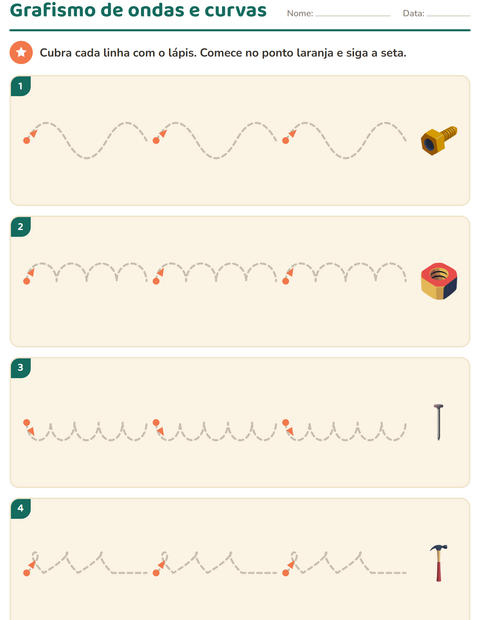 Pré-visualização da ficha de Grafismo e traçados com Ferramentas para Educação infantil (pré-escola, 5-7 anos)
