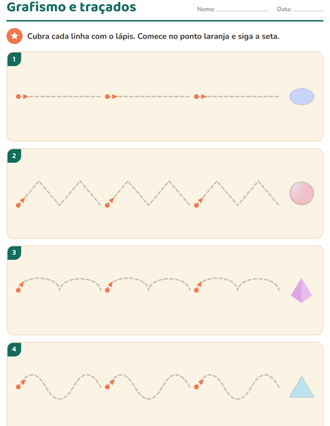 Pré-visualização da ficha de Grafismo e traçados com Formas para Educação infantil (pré-escola, 5-7 anos)