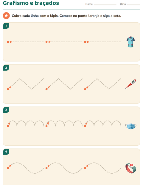 Pré-visualização da ficha de Grafismo e traçados com Hospital para Educação infantil (pré-escola, 5-7 anos)