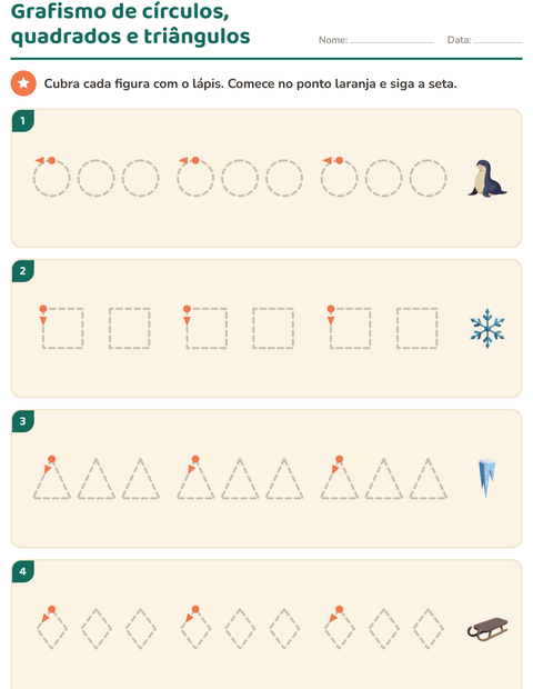 Pré-visualização da ficha de Grafismo e traçados com Inverno para Educação infantil (pré-escola, 5-7 anos)