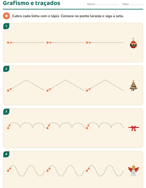 Pré-visualização da ficha de Grafismo e traçados com Natal para Educação infantil (pré-escola, 5-7 anos)