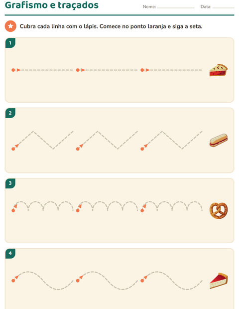 Pré-visualização da ficha de Grafismo e traçados com Padaria para Educação infantil (pré-escola, 5-7 anos)