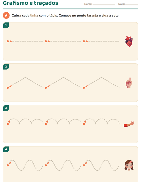 Pré-visualização da ficha de Grafismo e traçados com Partes do corpo para Educação infantil (pré-escola, 5-7 anos)