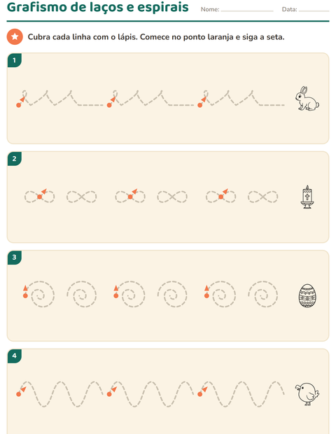Pré-visualização da ficha de Grafismo e traçados com Páscoa PB para Educação infantil (pré-escola, 5-7 anos)