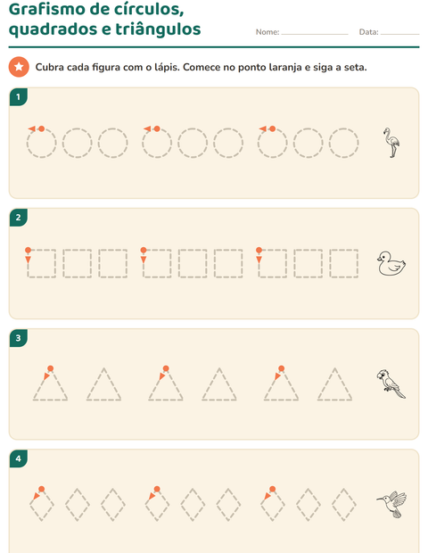 Pré-visualização da ficha de Grafismo e traçados com Pássaros P&B para Educação infantil (pré-escola, 5-7 anos)