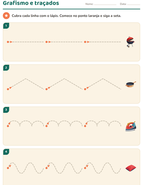 Pré-visualização da ficha de Grafismo e traçados com Pela casa para Educação infantil (pré-escola, 5-7 anos)