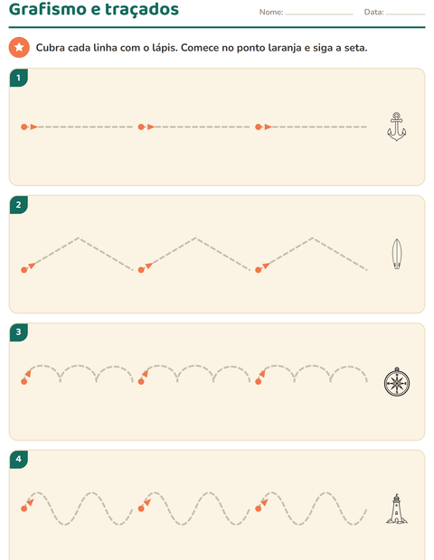 Pré-visualização da ficha de Grafismo e traçados com Praia PB para Educação infantil (pré-escola, 5-7 anos)