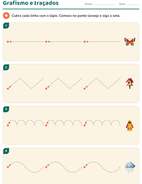 Pré-visualização da ficha de Grafismo e traçados com Primavera para Educação infantil (pré-escola, 5-7 anos)