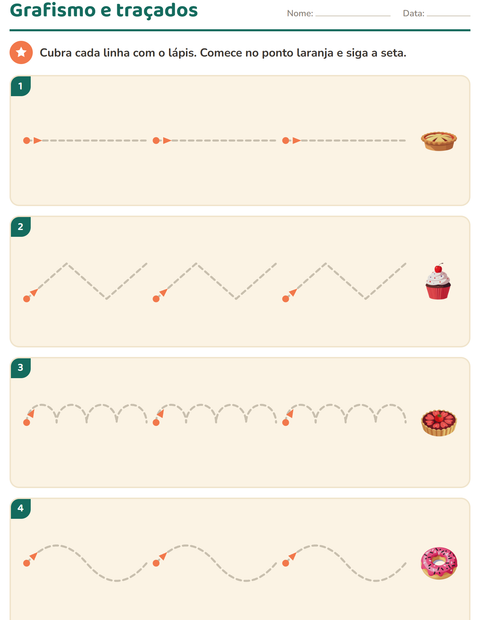 Pré-visualização da ficha de Grafismo e traçados com Sobremesas e doces para Educação infantil (pré-escola, 5-7 anos)