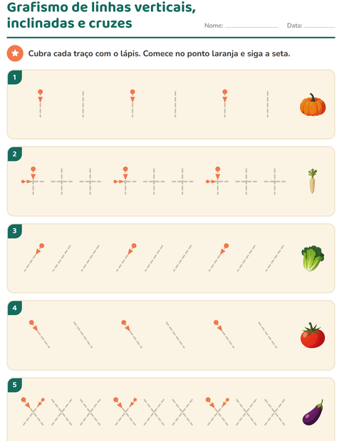 Pré-visualização da ficha de Grafismo e traçados com Vegetais para Educação infantil (pré-escola, 5-7 anos)