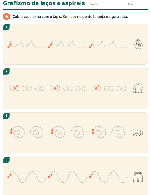Pré-visualização da ficha de Grafismo e traçados com Vestuário PB para Educação infantil (pré-escola, 5-7 anos)