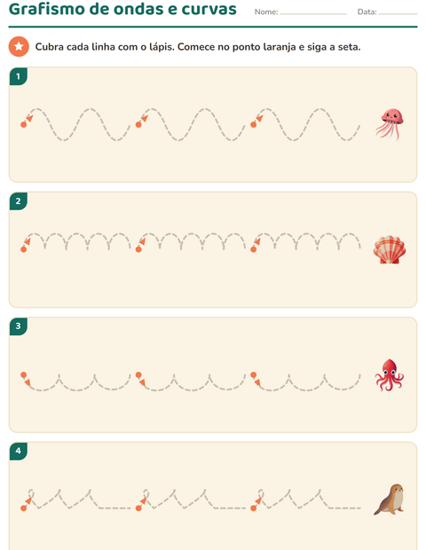 Pré-visualização da ficha de Grafismo e traçados com Vida marinha para Educação infantil (pré-escola, 5-7 anos)