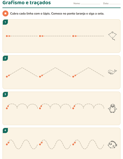 Pré-visualização da ficha de Grafismo e traçados com Vida marinha PB para Educação infantil (pré-escola, 5-7 anos)
