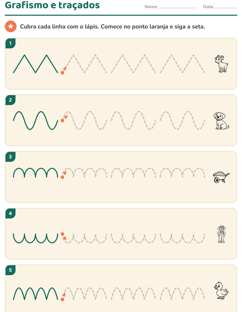 Pré-visualização da ficha de Grafismo e traçados com Fazenda PB para Educação infantil (pré-escola, 5-7 anos)