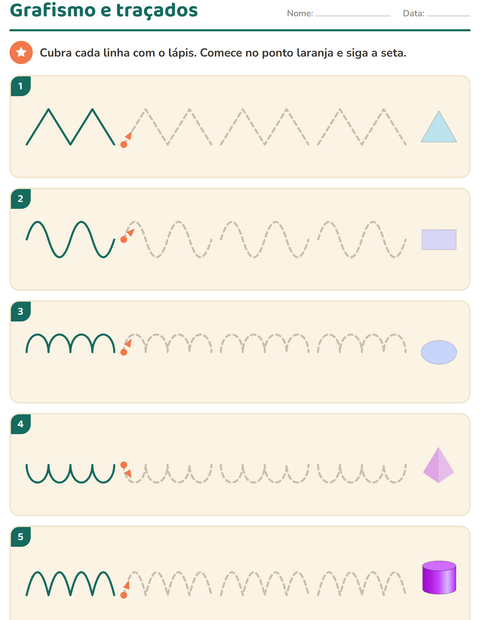 Pré-visualização da ficha de Grafismo e traçados com Formas para Educação infantil (pré-escola, 5-7 anos)