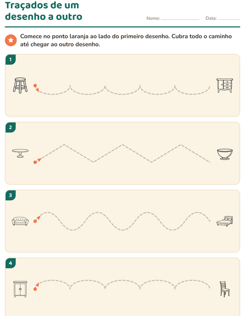 Pré-visualização da ficha de Grafismo e traçados com Móveis PB para Educação infantil (pré-escola, 5-7 anos)