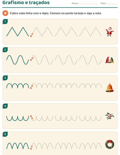 Pré-visualização da ficha de Grafismo e traçados com Natal para Educação infantil (pré-escola, 5-7 anos)
