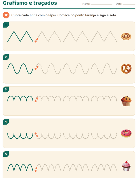 Pré-visualização da ficha de Grafismo e traçados com Padaria para Educação infantil (pré-escola, 5-7 anos)