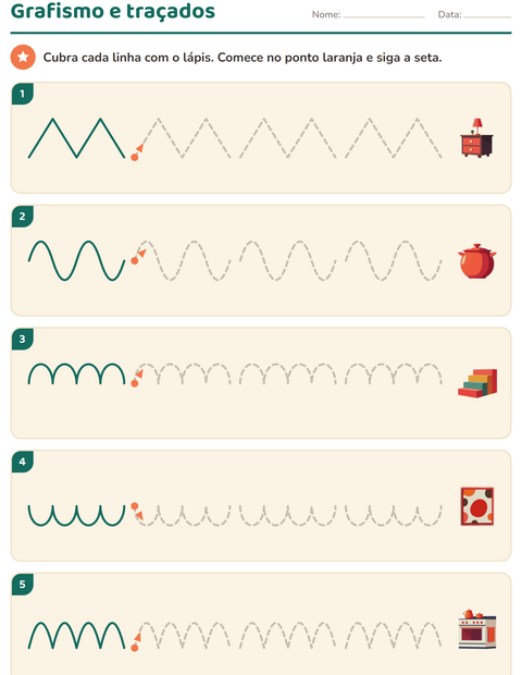 Pré-visualização da ficha de Grafismo e traçados com Pela casa para Educação infantil (pré-escola, 5-7 anos)
