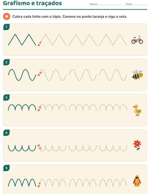 Pré-visualização da ficha de Grafismo e traçados com Primavera para Educação infantil (pré-escola, 5-7 anos)