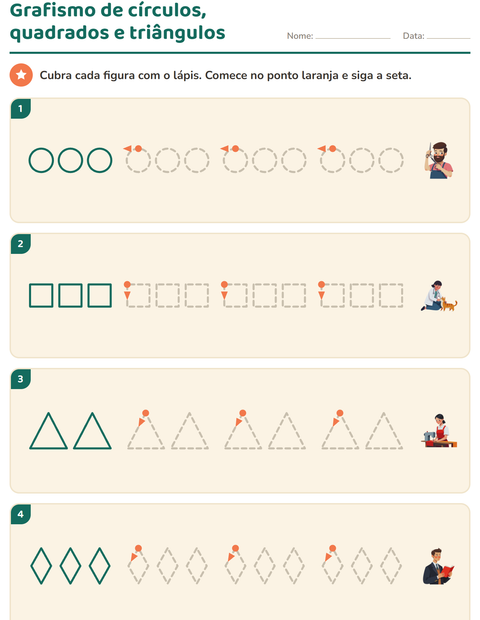 Pré-visualização da ficha de Grafismo e traçados com Profissões para Educação infantil (pré-escola, 5-7 anos)