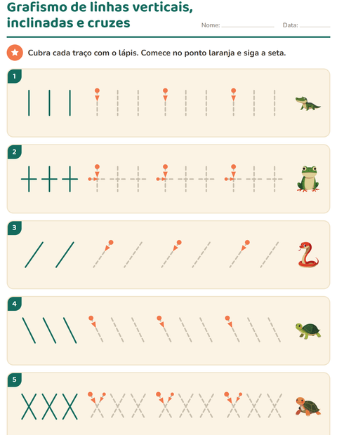 Pré-visualização da ficha de Grafismo e traçados com Répteis e anfíbios para Educação infantil (pré-escola, 5-7 anos)