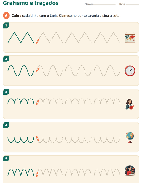 Pré-visualização da ficha de Grafismo e traçados com Sala de aula para Educação infantil (pré-escola, 5-7 anos)