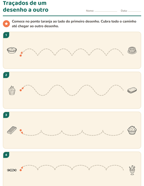 Pré-visualização da ficha de Grafismo e traçados com Sobremesa (P&B) para Educação infantil (pré-escola, 5-7 anos)
