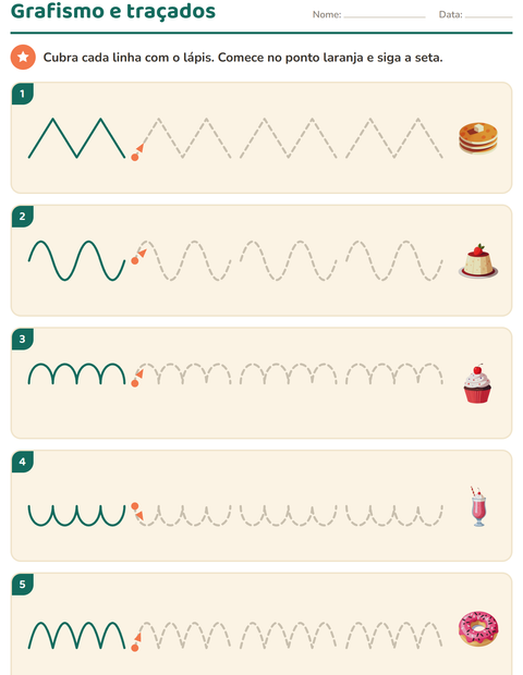 Pré-visualização da ficha de Grafismo e traçados com Sobremesas e doces para Educação infantil (pré-escola, 5-7 anos)