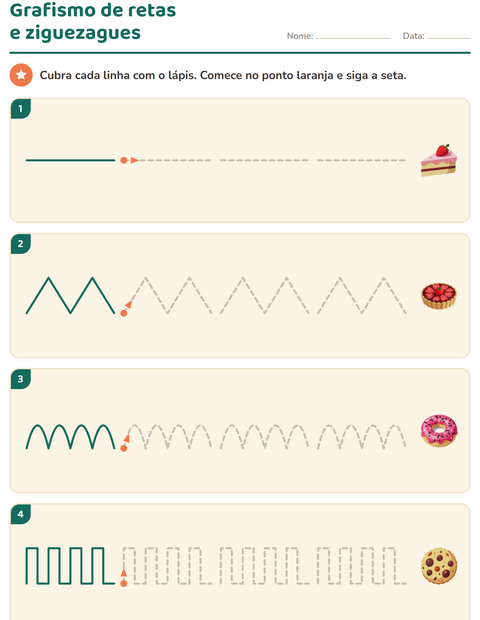 Pré-visualização da ficha de Grafismo e traçados com Sobremesas e doces para Educação infantil (pré-escola, 5-7 anos)