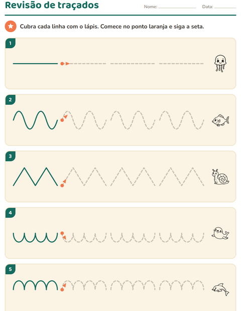 Pré-visualização da ficha de Grafismo e traçados com Vida marinha PB 2 para Educação infantil (pré-escola, 5-7 anos)