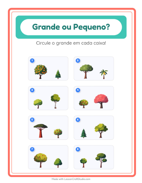 Pré-visualização da ficha de Grande Ou Pequeno com Árvores para Educação infantil (creche, 3-5 anos)