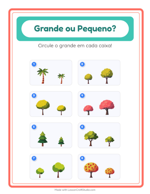 Pré-visualização da ficha de Grande Ou Pequeno com Árvores para Educação infantil (creche, 3-5 anos)