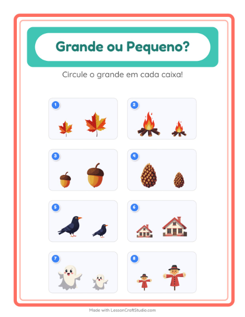 Pré-visualização da ficha de Grande Ou Pequeno com Diversos para Educação infantil (creche, 3-5 anos)
