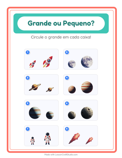 Pré-visualização da ficha de Grande Ou Pequeno com Espaço para Educação infantil (creche, 3-5 anos)