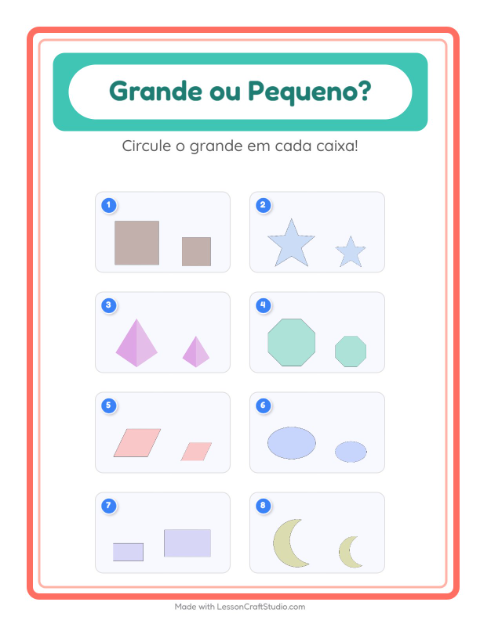 Pré-visualização da ficha de Grande Ou Pequeno com Formas para Educação infantil (creche, 3-5 anos)
