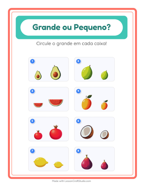 Pré-visualização da ficha de Grande Ou Pequeno com Frutas para Educação infantil (creche, 3-5 anos)