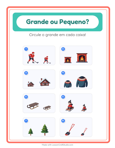 Pré-visualização da ficha de Grande Ou Pequeno com Inverno para Educação infantil (creche, 3-5 anos)