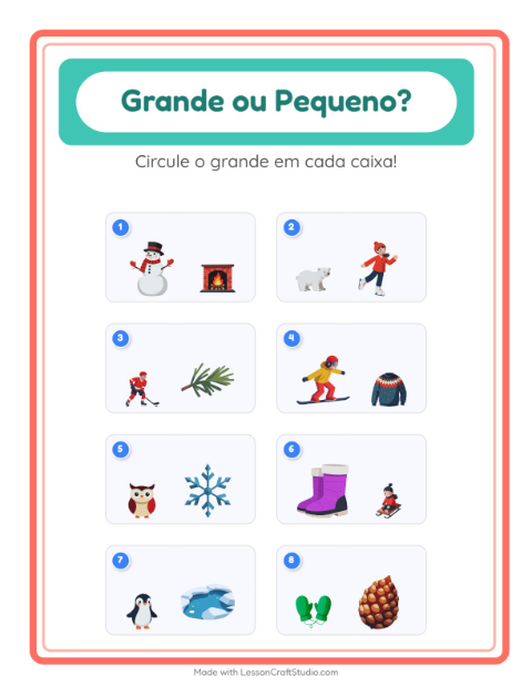 Pré-visualização da ficha de Grande Ou Pequeno com Inverno para Educação infantil (creche, 3-5 anos)