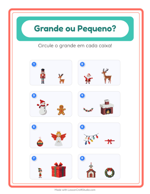 Pré-visualização da ficha de Grande Ou Pequeno com Natal para Educação infantil (creche, 3-5 anos)