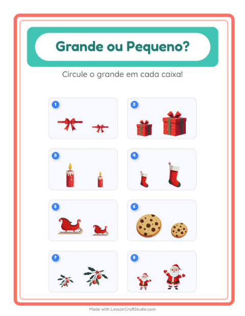 Pré-visualização da ficha de Grande Ou Pequeno com Natal para Educação infantil (creche, 3-5 anos)