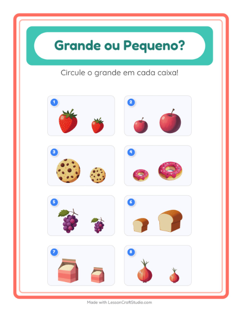 Pré-visualização da ficha de Grande Ou Pequeno com No supermercado para Educação infantil (creche, 3-5 anos)