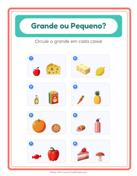Pré-visualização da ficha de Grande Ou Pequeno com No supermercado para Educação infantil (creche, 3-5 anos)