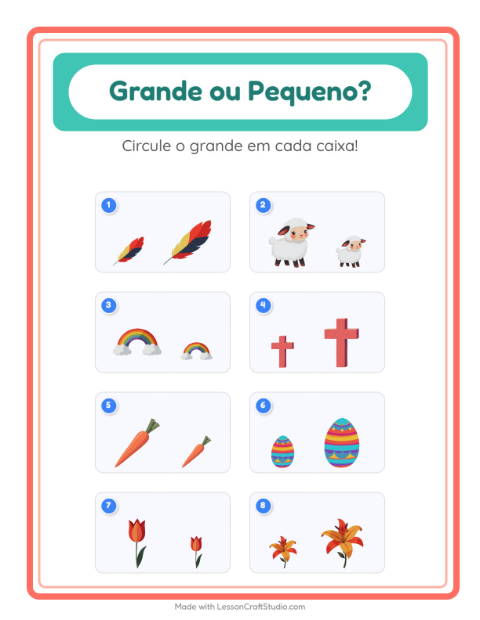 Pré-visualização da ficha de Grande Ou Pequeno com Páscoa para Educação infantil (creche, 3-5 anos)