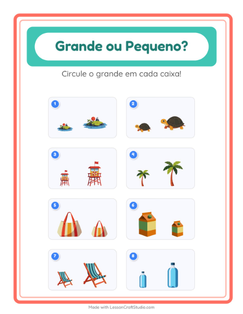 Pré-visualização da ficha de Grande Ou Pequeno com Praia para Educação infantil (creche, 3-5 anos)