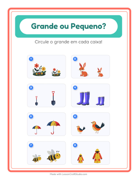 Pré-visualização da ficha de Grande Ou Pequeno com Primavera para Educação infantil (creche, 3-5 anos)
