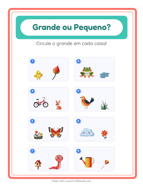 Pré-visualização da ficha de Grande Ou Pequeno com Primavera para Educação infantil (creche, 3-5 anos)